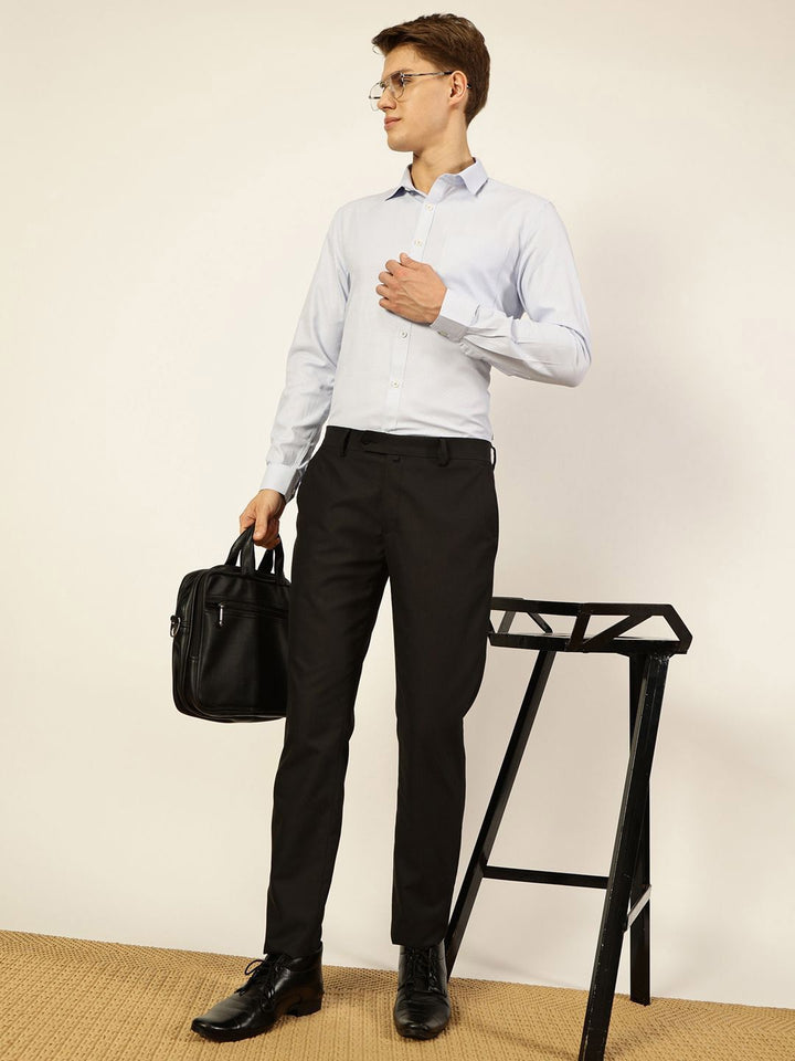 Thomas Scott Men Smart Spread Collar Micro Checked Cotton Formal Shirt