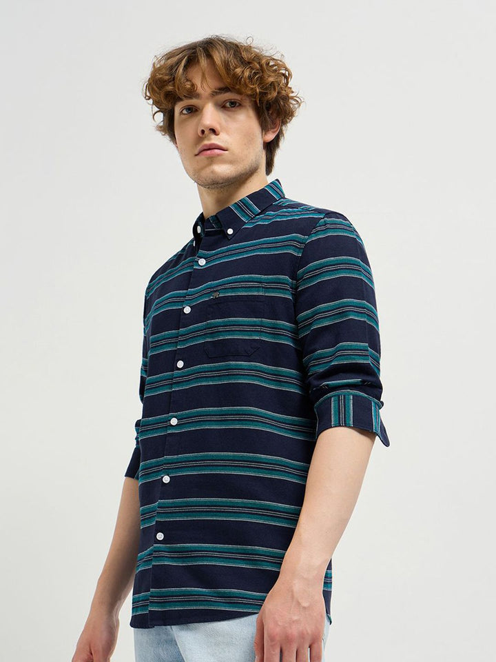 THE BEAR HOUSE 
Men Cotton Slim Fit Striped Casual Shirt