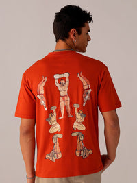 The Indian Garage Co Men Back Printed Boxy Oversized Round Neck T-shirt