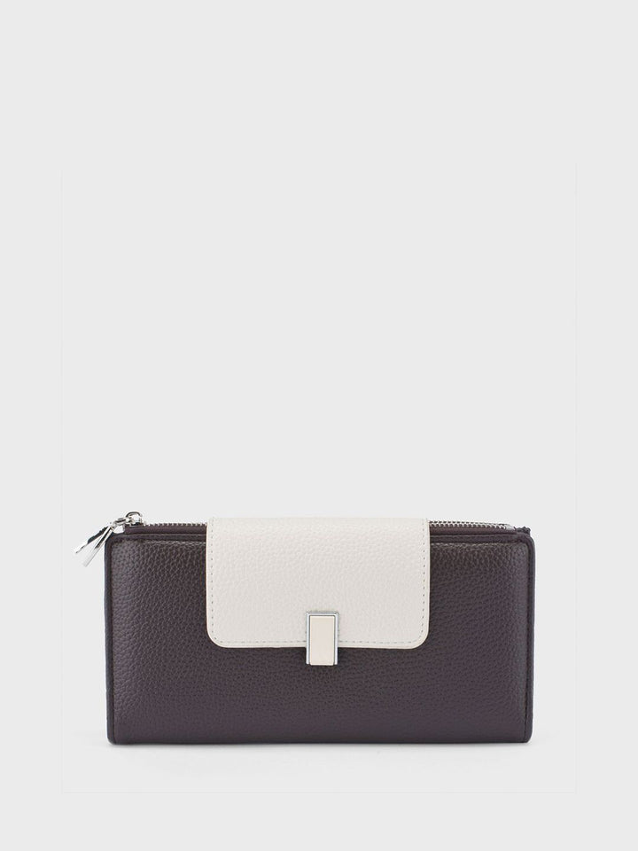 Lino Perros Women Buckle Detail Two Fold Wallet with SIM Card Holder