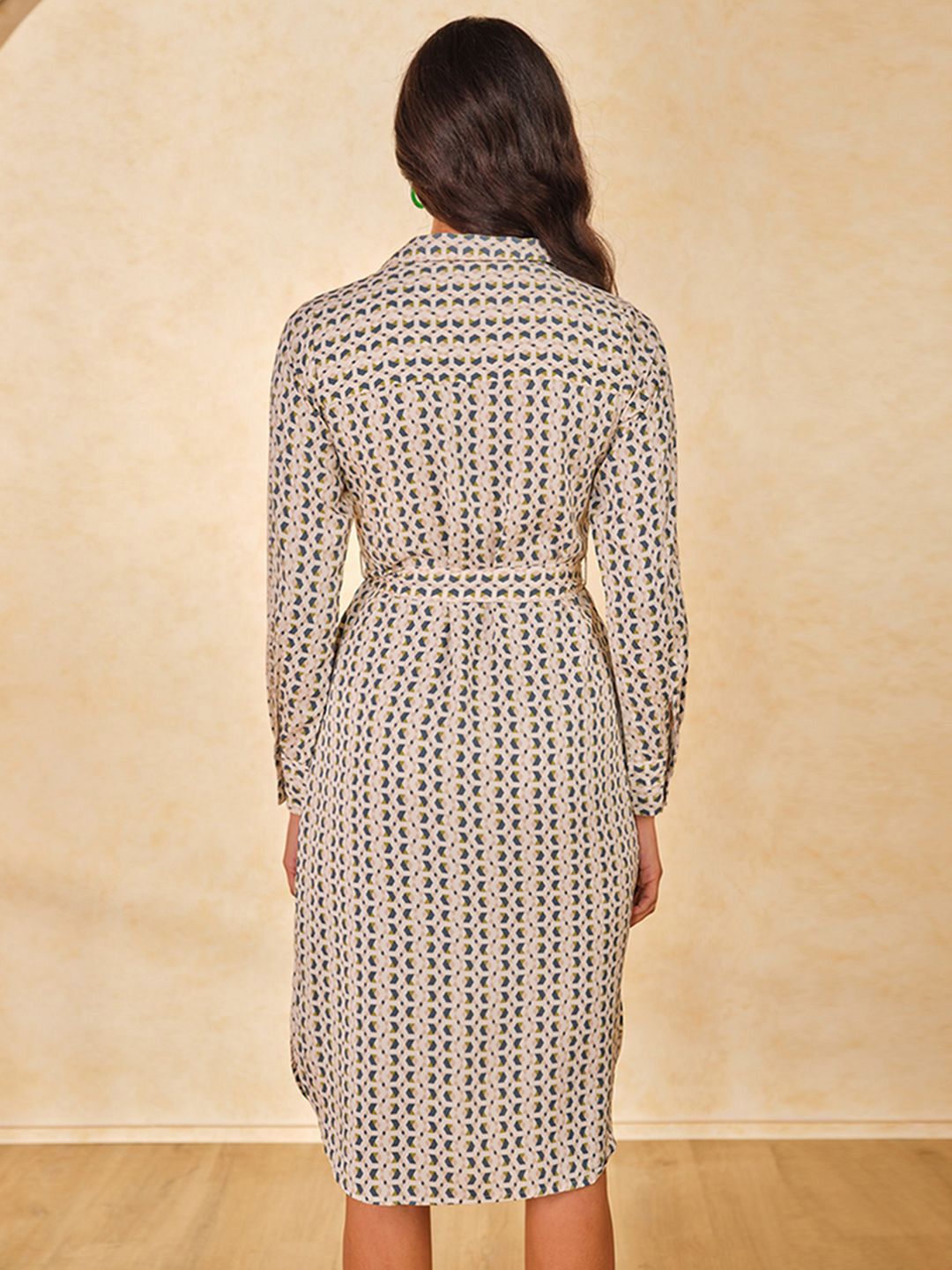 AND Print A-Line Shirt Collar Printed Dress