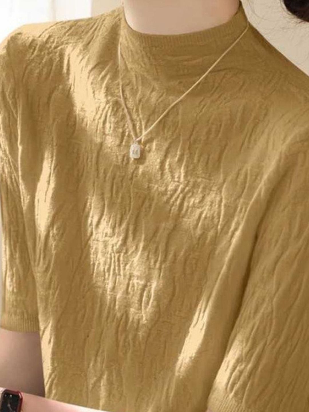 DressBerry Women Self Design High Neck Regular Top