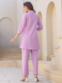 Janasya Shirt Collar Pure Cotton Tunic & Trousers Co-ords