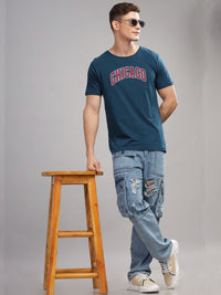 ADRO Men Typography Printed Applique T-shirt