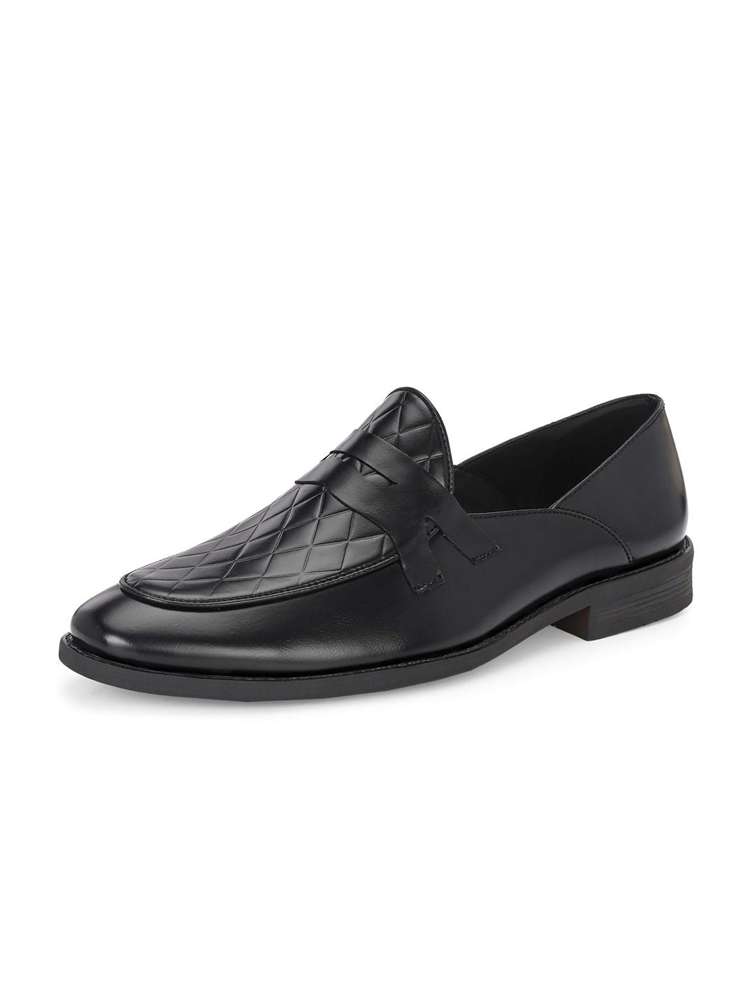 House of Pataudi Men Texture Slip On Formal Derby