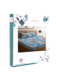 Myntra Elegant Homes Blue Floral Pure Cotton 400 TC Fitted King Superfine Bedsheet with 2 Pillow Covers-98 x 89 inches