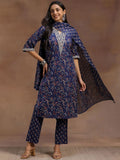 Libas Floral Printed Pure Cotton Straight Kurta With Trouser & Dupatta