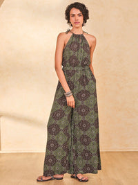 Global Desi Women Halter Neck Printed Basic Jumpsuit