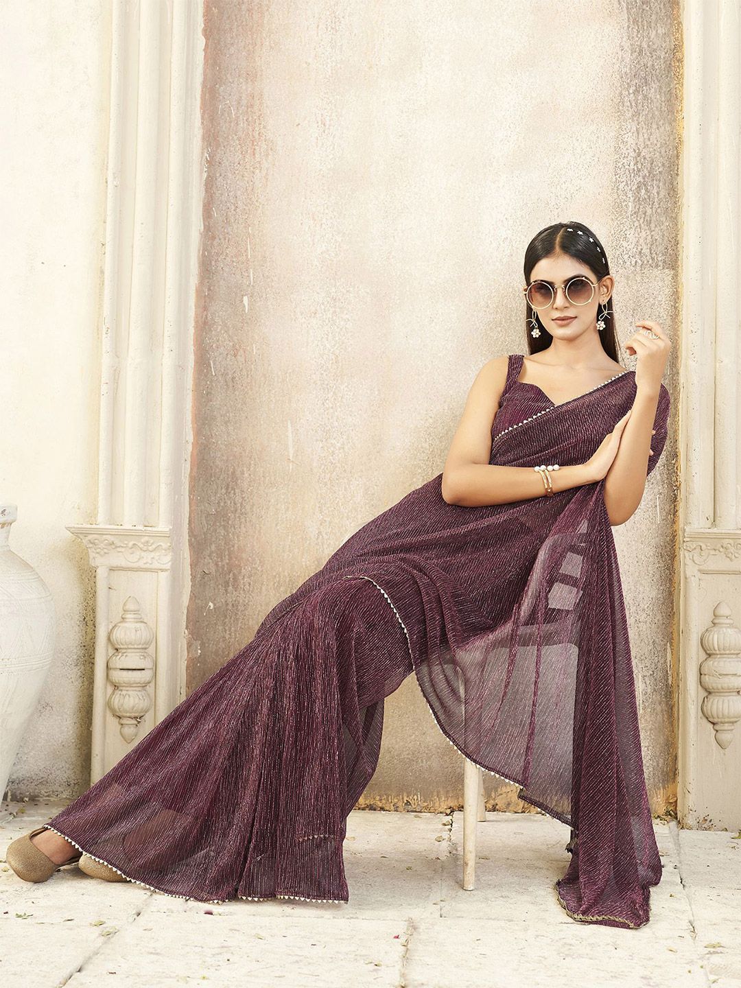 Tikhi Imli Lycra Ready to Wear Saree With Blouse Piece