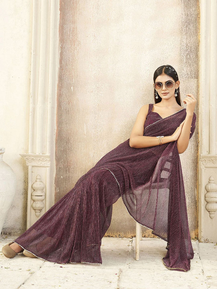 Tikhi Imli Lycra Ready to Wear Saree With Blouse Piece