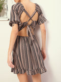 DressBerry Smocked Stripes Styled Back Mini Dress