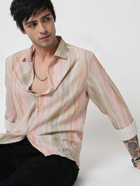 VASTRADO Men Classic Spread Collar Abstract Printed Slim Fit Casual Shirt