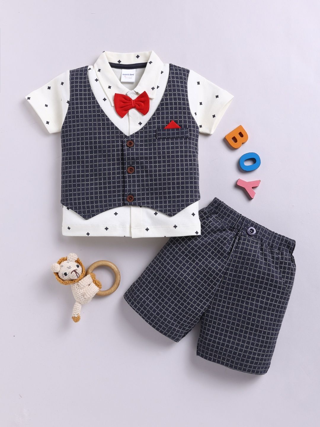Moms Love Infant Boys Printed Pure Cotton Clothing Set
