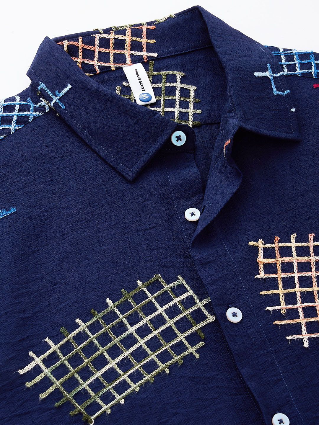 Thomas Scott Men Embroidered Regular Fit Casual Shirt