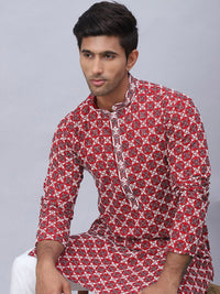 Jompers Floral Embroidered Thread Work Mandarin Collar Straight Kurta with Pyjamas