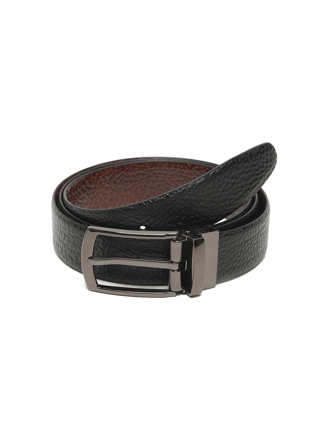 Teakwood Leathers Men Textured Leather Reversible Formal Belt