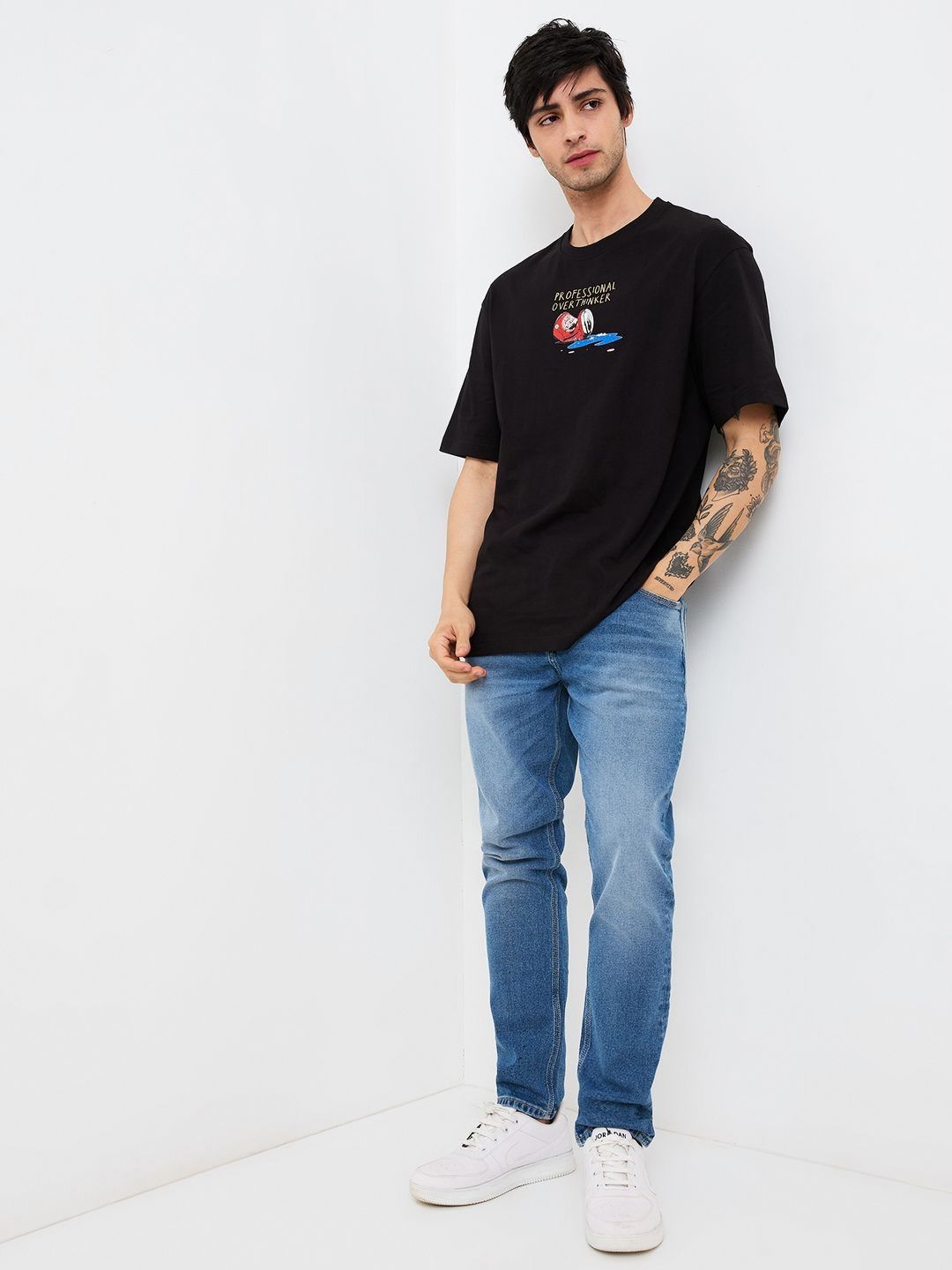SPYKAR Men Typography Printed Round Neck Cotton Relaxed Fit T-shirt