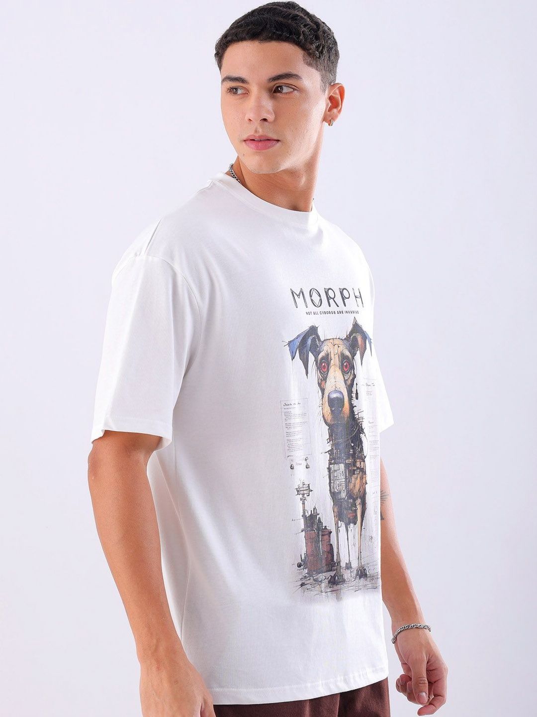 The Indian Garage Co Men Graphic Printed Round Neck Cotton Oversized T-shirt