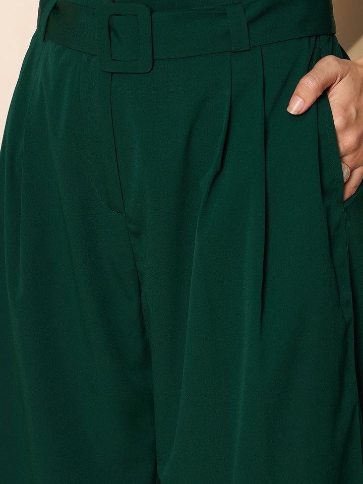 Antheaa Women Smart High-Rise Pleated comfort Trousers