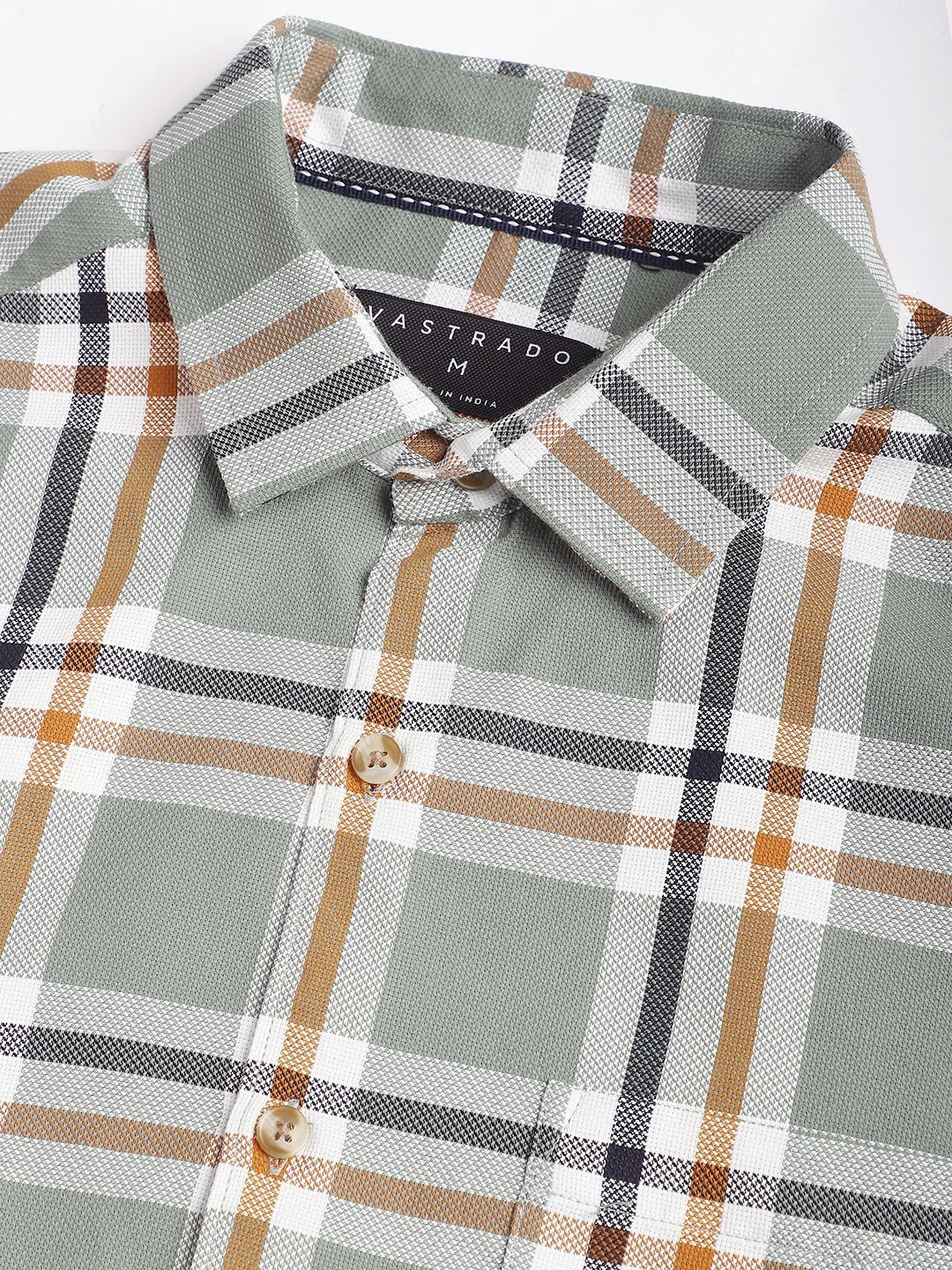 VASTRADO Men Classic Slim Fit Opaque Checked Casual Shirt