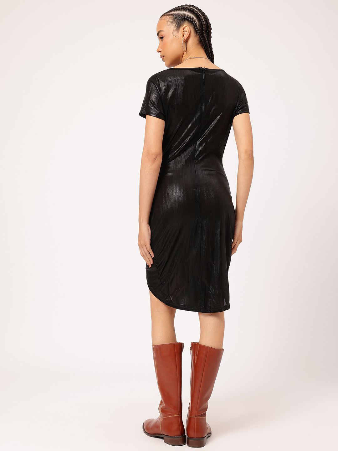 DressBerry Sheen Wrap-Style Ruched Dress