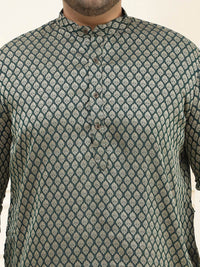 SOJANYA PLUS Size Ethnic Motifs Woven Design Band Collar Straight Kurta