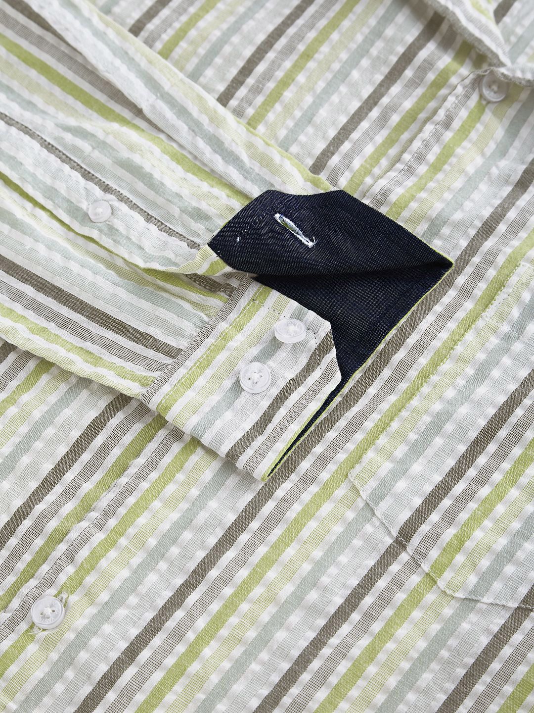 VASTRADO Men Classic Cutaway Collar Multi Striped Cotton Slim Fit Casual Shirt