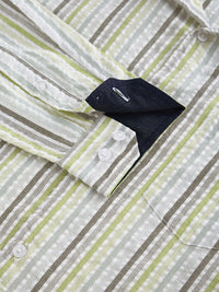 VASTRADO Men Classic Cutaway Collar Multi Striped Cotton Slim Fit Casual Shirt