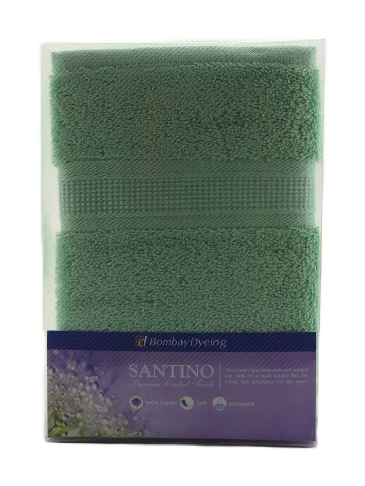 BOMBAY DYEING Santino Green 2 Pieces Pure Cotton 550 GSM Hand Towels