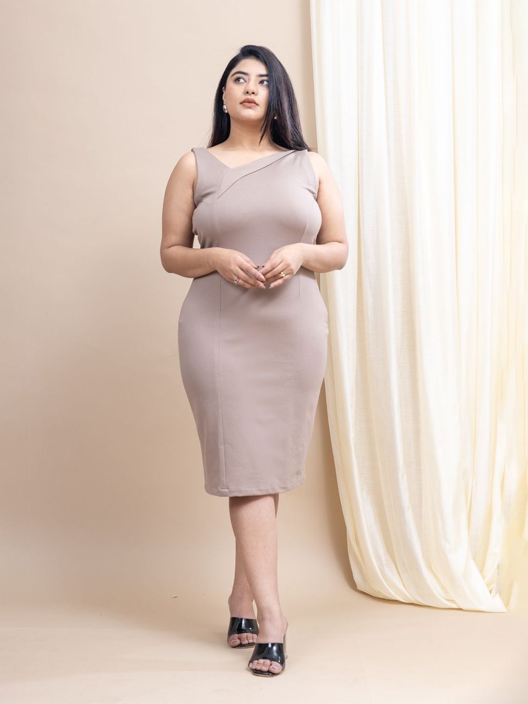 Mamicha Women V-Neck Bodycon Midi Dress