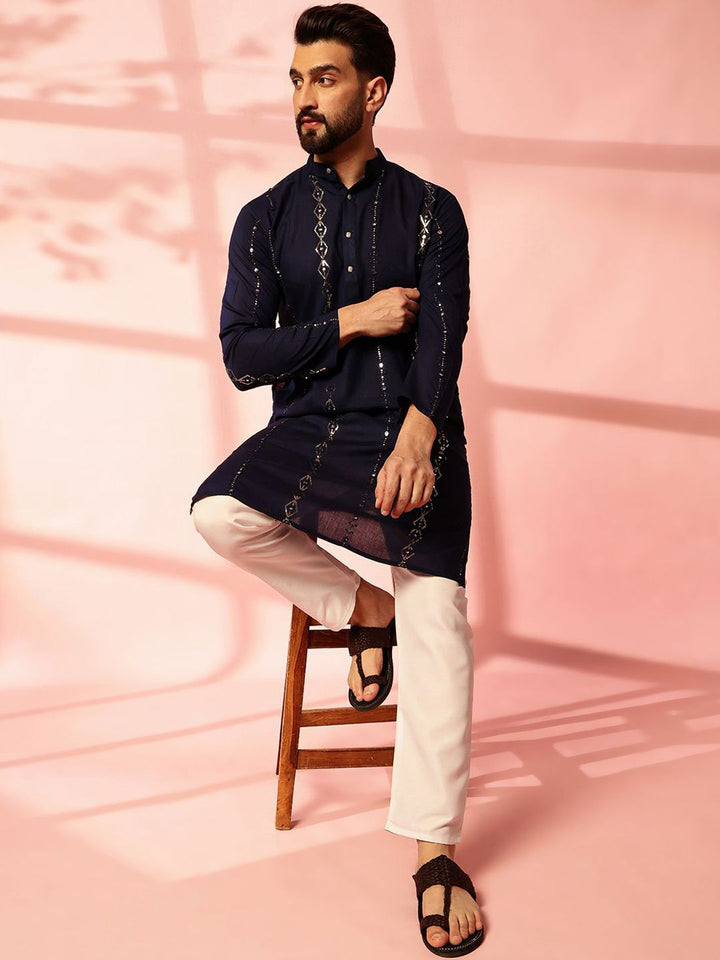 Anouk Men Embroidered Regular Mirror Work Pure Cotton Kurta with Pyjamas