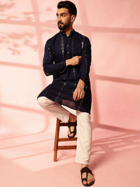 Anouk Men Embroidered Regular Mirror Work Pure Cotton Kurta with Pyjamas