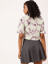 DressBerry Neo-Electro Print Boxy Crop Shirt