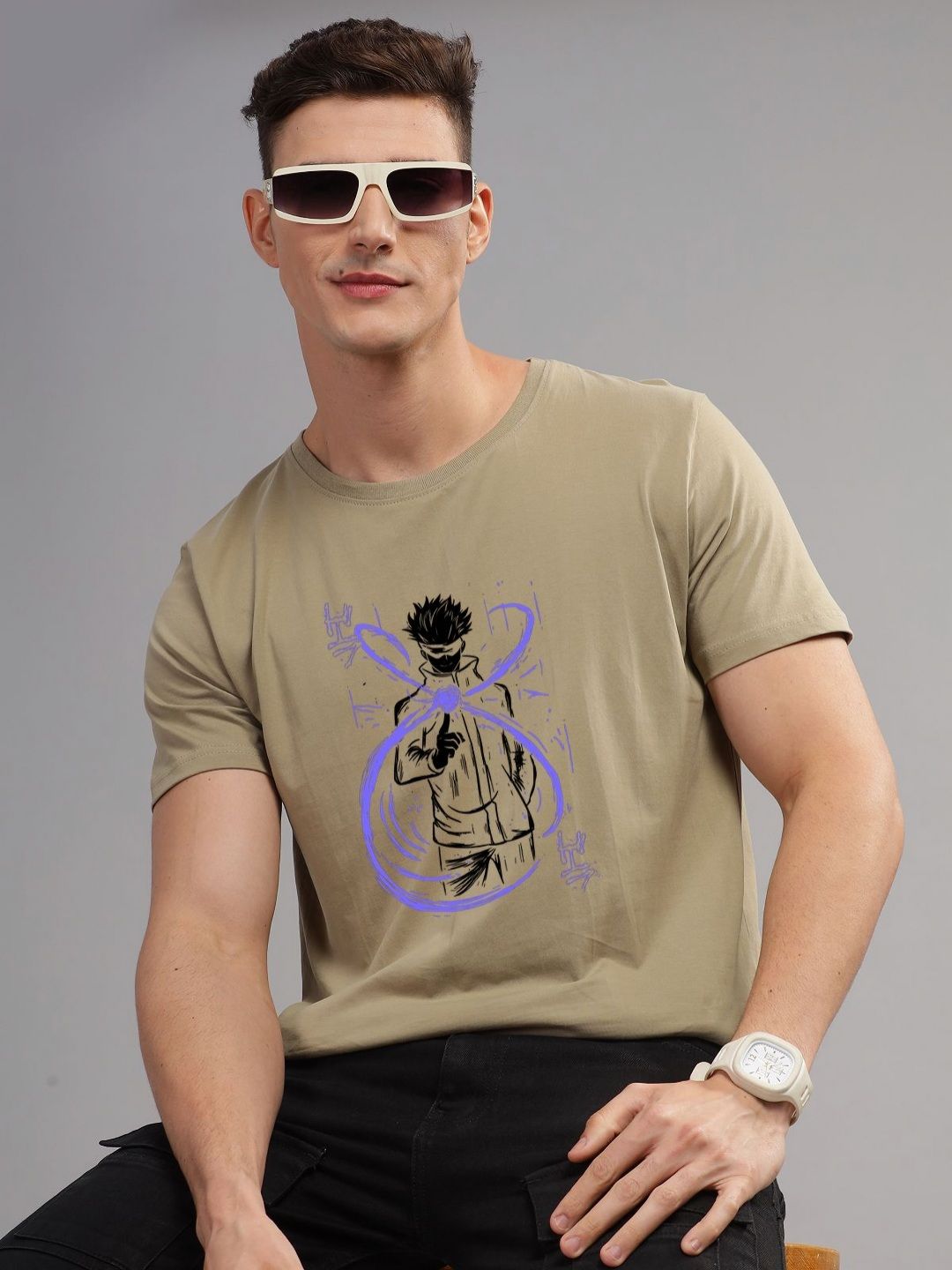 ADRO Men Graphic Printed Round Neck Cotton T-Shirt