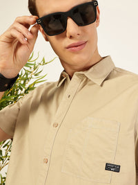 Thomas Scott Men Premium Cutaway Collar Solid Pure Cotton Slim Fit Casual Shirt