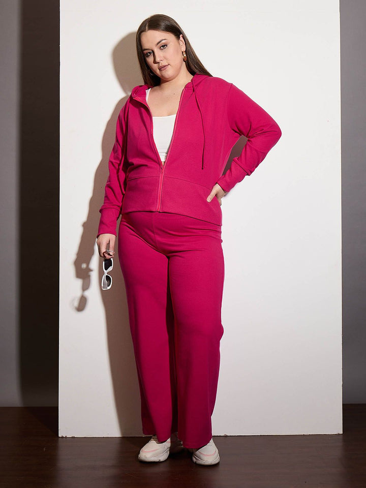 SASSAFRAS Curve Women Plus Size Solid Hooded Sweatshirt