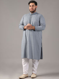 SOJANYA PLUS Plus Size Men Ethnic Motifs Embroidered Pure Cotton Straight Kurta & Pyjamas