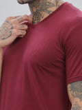 ADRO Men Solid V-Neck Cotton T-shirt