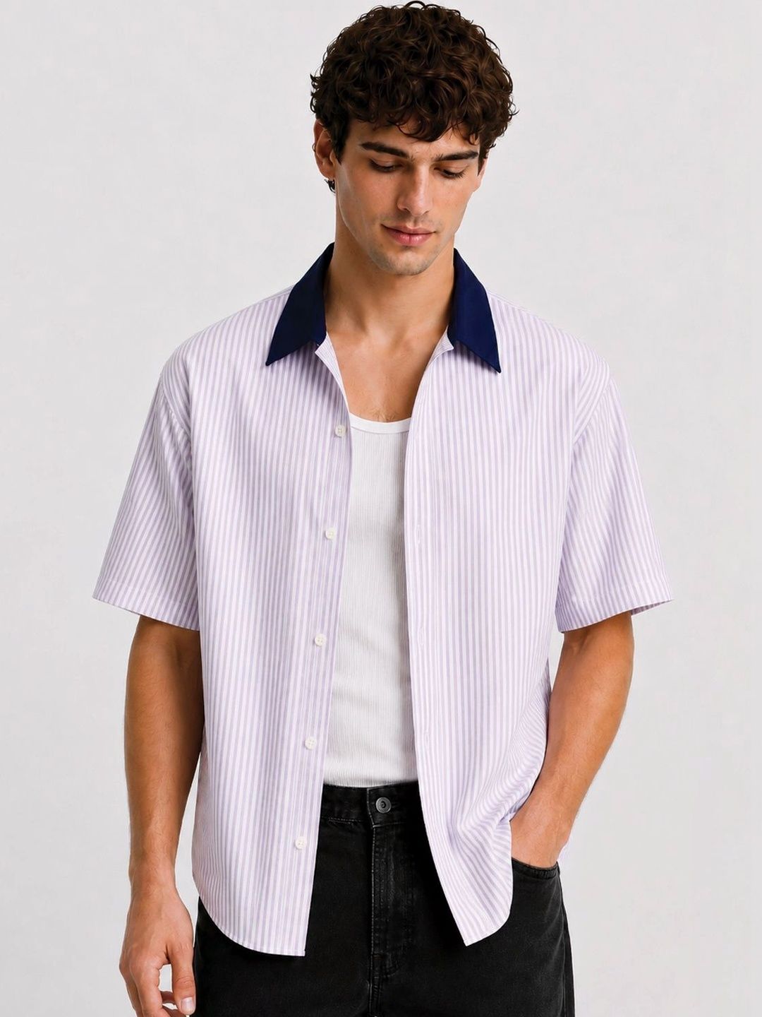ADRO Men Relaxed Striped Casual Shirt