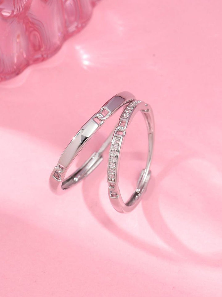 Set Salty Unisex dari 2 Regal Radiance Stone Stone Ring untuk teman wanita & teman lelaki