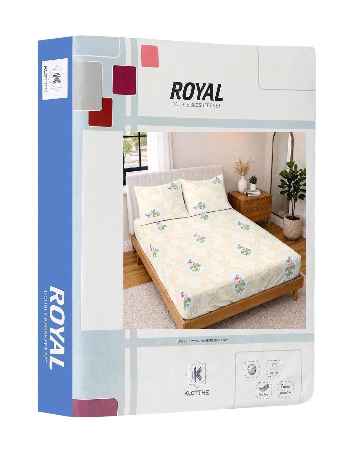 KLOTTHE Floral 300 TC Cadar King Berwarna Krim dengan 2 Sarung Bantal