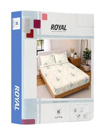 KLOTTHE Floral 300 TC Cadar King Berwarna Krim dengan 2 Sarung Bantal