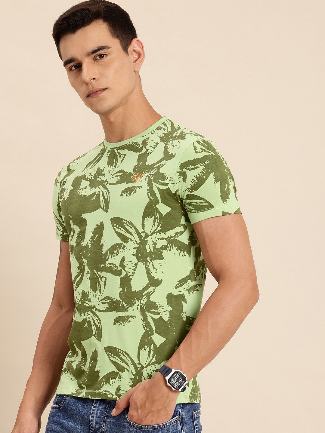 Being Human Floral Printed Pure Cotton T-shirt