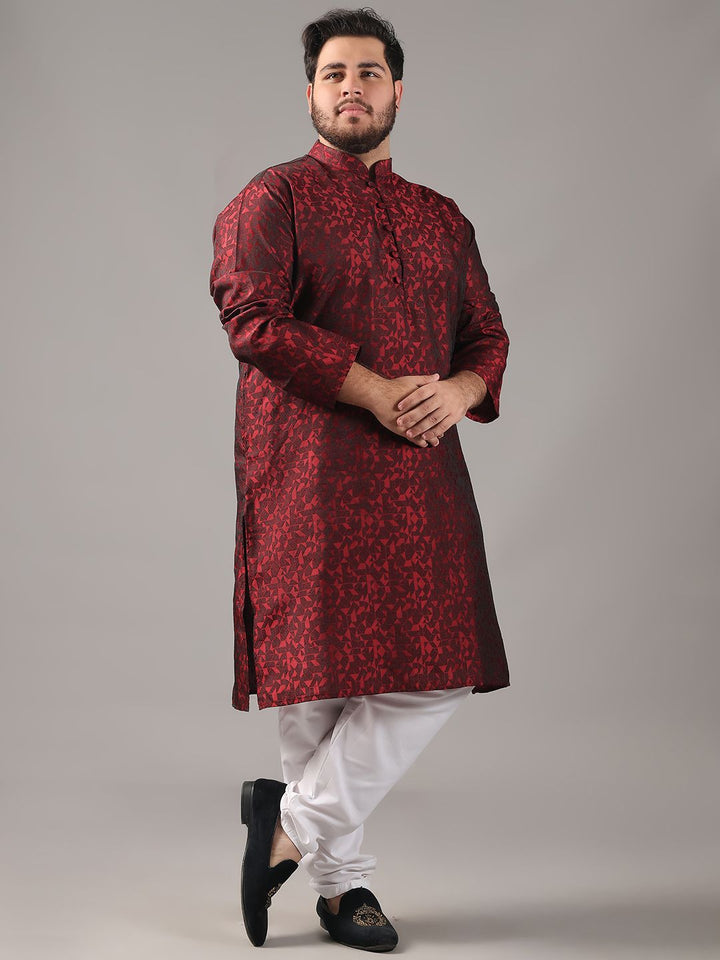 SOJANYA PLUS Plus Size Men Geometric Woven Design Straight Kurta With Pyjamas
