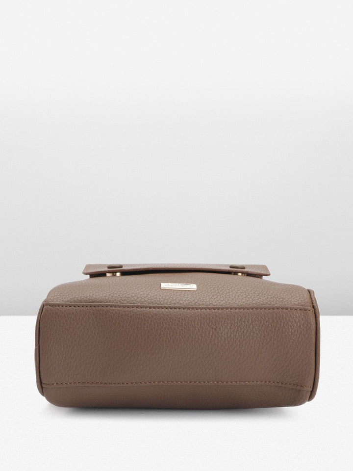 DressBerry Textured Structured Handheld Bag with Detachable Sling Strap