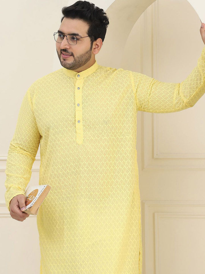 SOJANYA PLUS Floral Embroidered Chikankari Pure Cotton Straight Kurta With Pyjama