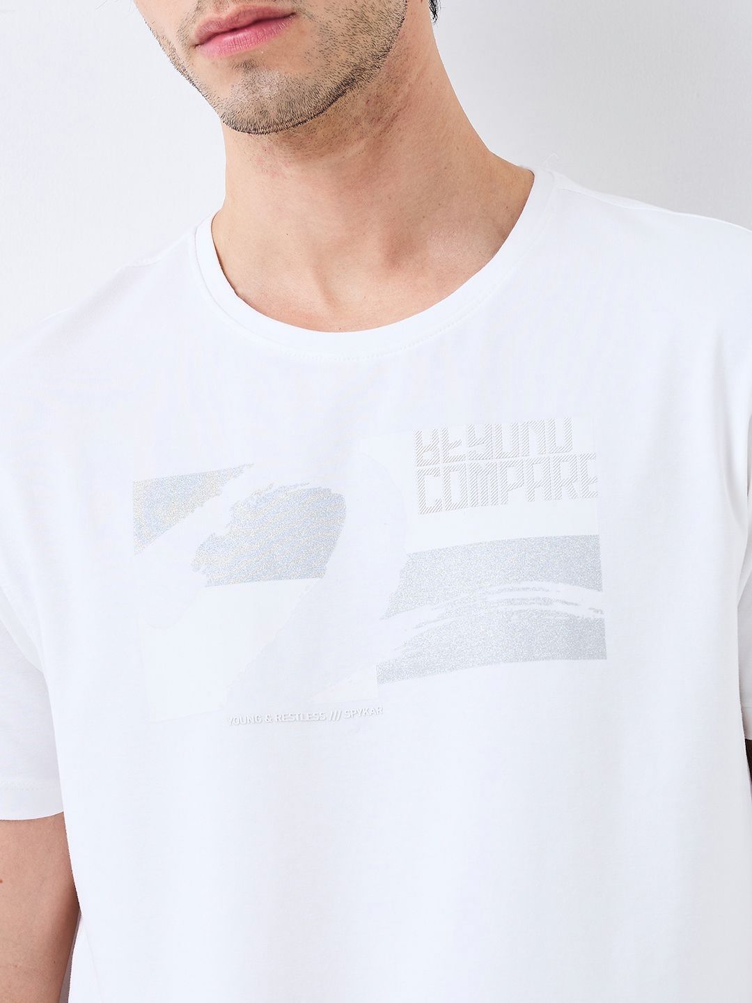 SPYKAR Men Typography Printed Round Neck Cotton Slim Fit T-shirt