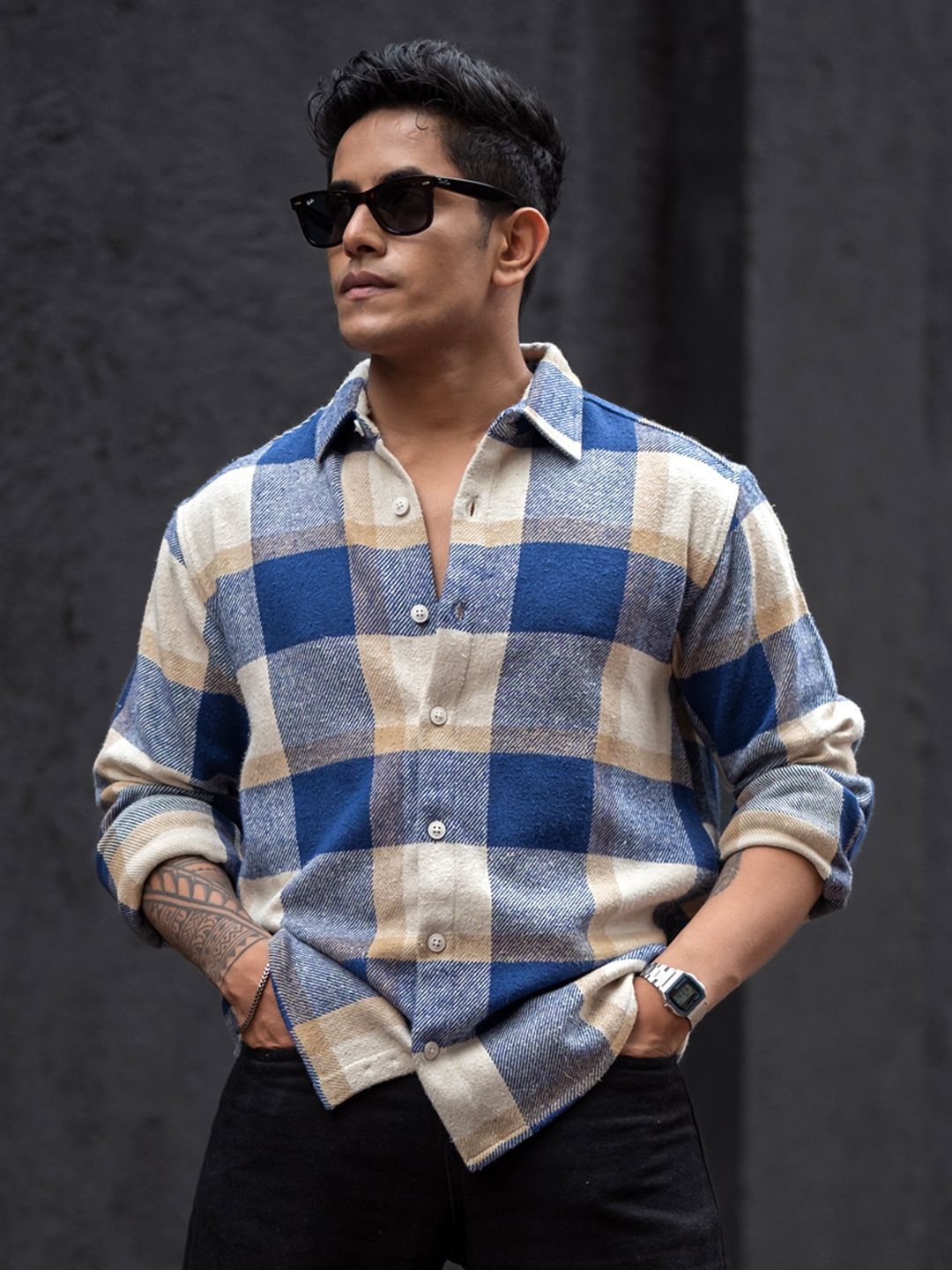 Powerlook Men Buffalo Checks Opaque Checked Casual Shirt