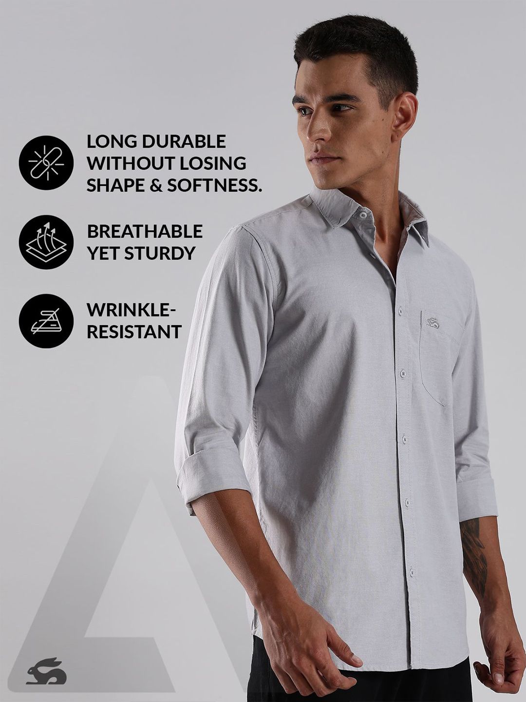 ADRO Standard Spread Collar Cotton Casual Shirt