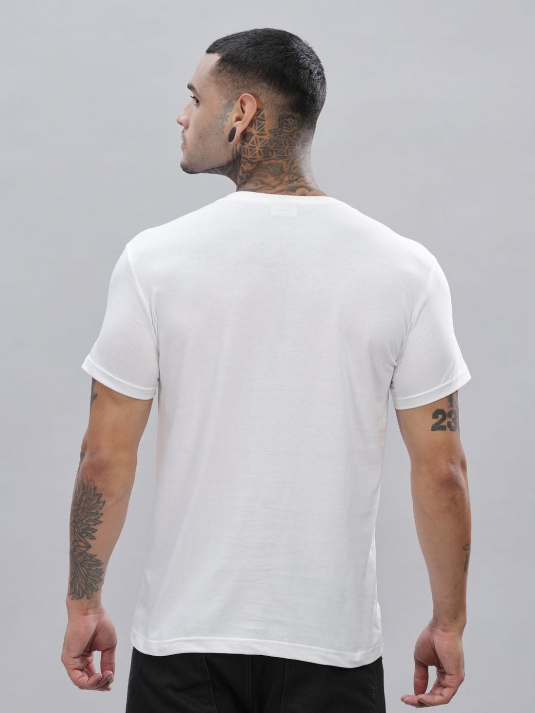 ADRO Lelaki Solid V-Neck Cotton T-shirt